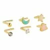New 🔥 Multi-Pack CZ Goldtone Heart Star and Moon L-Bend Nose Rings 6 Pack - 20 Gauge 😉 -Playboy Shop 03920956 a