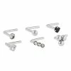 Flash Sale 😍 Multi-Pack CZ Silvertone Key and Ball L-Bend Nose Rings 6 Pack - 20 Gauge 🔥 -Playboy Shop 03920964 a