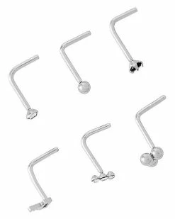Flash Sale π Multi-Pack CZ Silvertone Key and Ball L-Bend Nose Rings 6 Pack - 20 Gauge π₯ 5 Flash Sale π Multi-Pack CZ Silvertone Key and Ball L-Bend Nose Rings 6 Pack - 20 Gauge π₯ -Playboy Shop 03920964 b