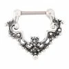 New ❤️ CZ Silvertone Filigree Bat Clicker Septum Ring - 16 Gauge 🔔 -Playboy Shop 03920972 a