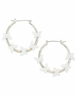 Best Sale 🤩 Iridescent Butterfly Hoop Earrings - 18 Gauge ⌛