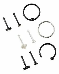 Budget π Multi-Pack CZ Black Hoop Nose Rings and Bone Nose Rings 9 Pack - 20 Gauge π 6 Budget π Multi-Pack CZ Black Hoop Nose Rings and Bone Nose Rings 9 Pack - 20 Gauge π -Playboy Shop 03921731 b