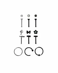 Budget π Multi-Pack CZ Black Hoop Nose Rings and Bone Nose Rings 9 Pack - 20 Gauge π 7 Budget π Multi-Pack CZ Black Hoop Nose Rings and Bone Nose Rings 9 Pack - 20 Gauge π -Playboy Shop 03921731 c