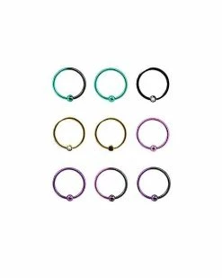Best reviews of 😀 Multi-Pack CZ Ombre Hoop Nose Rings 9 Pack - 20 Gauge 🔥