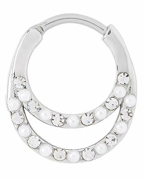 Best deal π CZ Pearl-Effect Septum Ring - 16 Gauge 𧨠4 Best deal π CZ Pearl-Effect Septum Ring - 16 Gauge 𧨠- Image 2