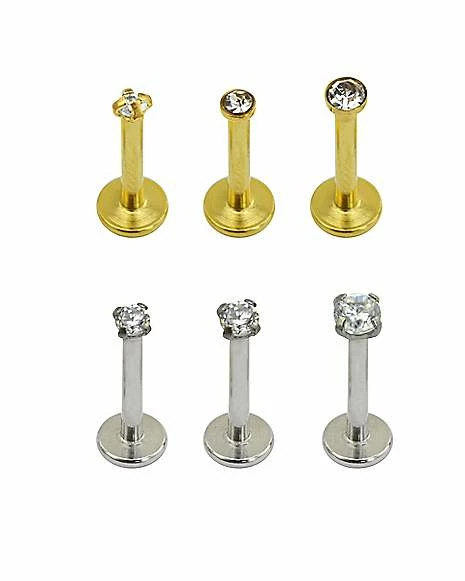 Best Sale π₯ Multi-Pack CZ Goldtone and Silvertone Labret Lip Rings 6 Pack - 16 Gauge β 3 Best Sale π₯ Multi-Pack CZ Goldtone and Silvertone Labret Lip Rings 6 Pack - 16 Gauge β