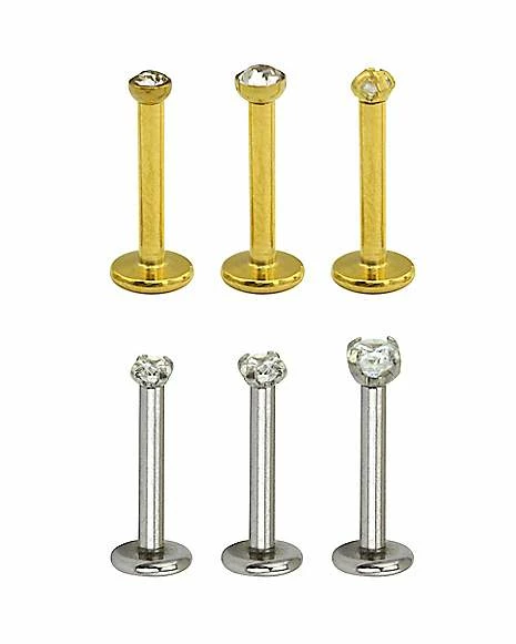 Best Sale π₯ Multi-Pack CZ Goldtone and Silvertone Labret Lip Rings 6 Pack - 16 Gauge β 4 Best Sale π₯ Multi-Pack CZ Goldtone and Silvertone Labret Lip Rings 6 Pack - 16 Gauge β - Image 2