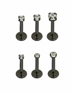 Cheap 😉 Multi-Pack CZ Black Labret Lip Rings 6 Pack - 16 Gauge 🥰