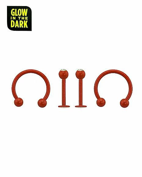 Coupon π Multi-Pack Glow In The Dark CZ Red Horseshoe Rings and Labret Rings 4 Pack - 16 Gauge π₯° 3 Coupon π Multi-Pack Glow In The Dark CZ Red Horseshoe Rings and Labret Rings 4 Pack - 16 Gauge π₯°