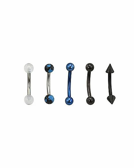 Brand new π Multi-Pack Black Blue Silver Curved Barbells 5 Pack - 16 Gauge π€© 3 Brand new π Multi-Pack Black Blue Silver Curved Barbells 5 Pack - 16 Gauge π€©