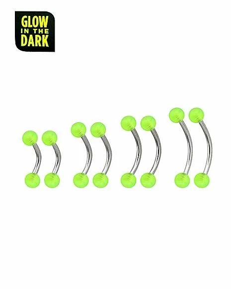 Buy π Multi-Pack Glow in the Dark Green Curved Barbells 8 Pack - 16 Gauge π 4 Buy π Multi-Pack Glow in the Dark Green Curved Barbells 8 Pack - 16 Gauge π - Image 2