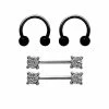 Coupon 🔔 Multi-Pack CZ Pave Horseshoe Rings and Nipple Barbells 4 Pack - 14 Gauge 🥰 -Playboy Shop 03922424