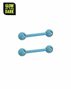 Promo 😀 CZ Glow in the Dark Teal Nipple Barbells - 14 Gauge 👍 -Playboy Shop 03923042 b