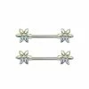 New 😀 CZ Aurora Borealis Effect Flower Nipple Barbells - 14 Gauge ✨ -Playboy Shop 03923067 a