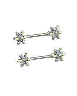 New π CZ Aurora Borealis Effect Flower Nipple Barbells - 14 Gauge β¨ 5 New π CZ Aurora Borealis Effect Flower Nipple Barbells - 14 Gauge β¨ -Playboy Shop 03923067 b