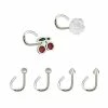 Best Sale 🎉 Multi-Pack Cherry and Flower Screw Nose Rings 6 Pack - 20 Gauge 🎁 -Playboy Shop 03923588 a