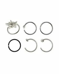 Cheapest 🥰 Multi-Pack CZ Hoop Nose Rings and Half Hoop Nose Rings 6 Pack - 20 Gauge 🔥