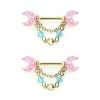 Wholesale 🎁 CZ Moon and Star Chain Dangle Nipple Shields - 14 Gauge 🛒 -Playboy Shop 03923885 a