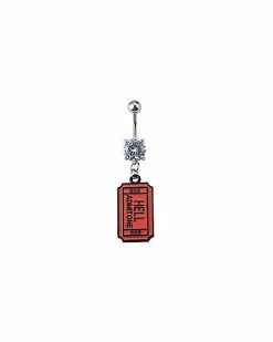Outlet ✨ CZ Ticket to Hell Dangle Belly Ring - 14 Gauge 🎉