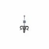 Deals ❤️ CZ Evil Goat Pendant Dangle Belly Ring - 14 Gauge 🤩 -Playboy Shop 03925245