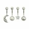 Best Pirce 🧨 Multi-Pack CZ Moon and Opal-Effect Belly Rings 4 Pack - 14 Gauge 💯 -Playboy Shop 03925484 a