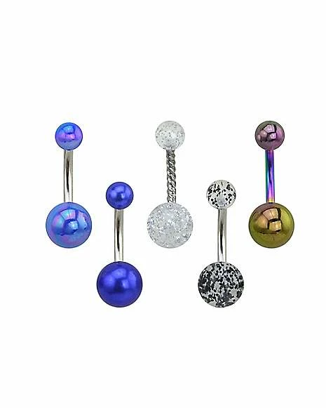 Buy π Multi-Pack Oil Slick and Glitter Belly Rings 5 Pack - 14 Gauge π 3 Buy π Multi-Pack Oil Slick and Glitter Belly Rings 5 Pack - 14 Gauge π