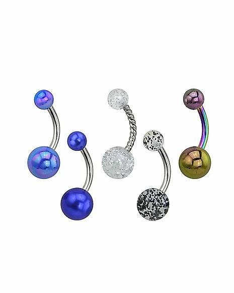 Buy π Multi-Pack Oil Slick and Glitter Belly Rings 5 Pack - 14 Gauge π 4 Buy π Multi-Pack Oil Slick and Glitter Belly Rings 5 Pack - 14 Gauge π - Image 2