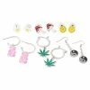 Coupon 😀 Multi-Pack Gummy Bear Weed Leaf Yin Yang Smiley Face Earrings - 6 Pair ✔️ -Playboy Shop 03925591 a