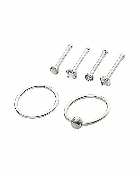 Cheap π Multi-Pack CZ Hoop Nose Rings and Pin Nose Rings 6 Pack - 20 Gauge β€οΈ 4 Cheap π Multi-Pack CZ Hoop Nose Rings and Pin Nose Rings 6 Pack - 20 Gauge β€οΈ - Image 2