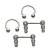 Promo 🤩 CZ Multi-Pack Horseshoe and Barbell Nipple Rings 4 Pack - 14 Gauge 🛒 -Playboy Shop 03925708 a