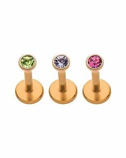 Budget 😍 Multi-Pack CZ Goldplated Cartilage Earrings 3 Pack - 18 Gauge ⭐