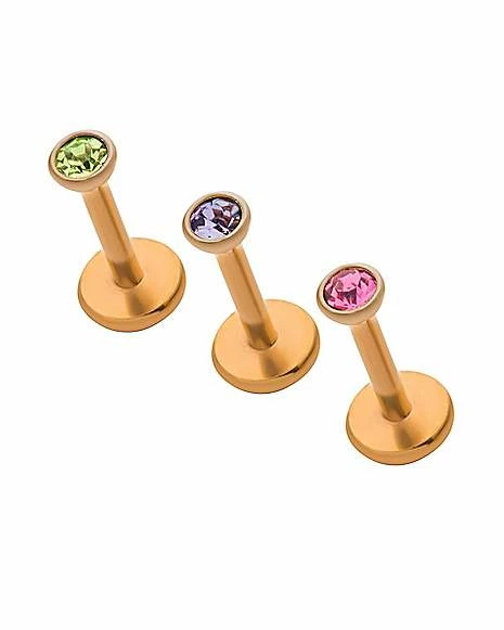 Budget π Multi-Pack CZ Goldplated Cartilage Earrings 3 Pack - 18 Gauge β 4 Budget π Multi-Pack CZ Goldplated Cartilage Earrings 3 Pack - 18 Gauge β - Image 2