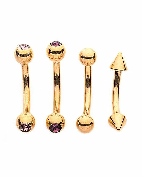 Best Pirce π Multi-Pack CZ Goldplated Curved Barbells 4 Pack - 16 Gauge π― 3 Best Pirce π Multi-Pack CZ Goldplated Curved Barbells 4 Pack - 16 Gauge π―