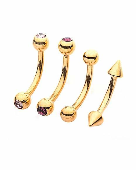 Best Pirce π Multi-Pack CZ Goldplated Curved Barbells 4 Pack - 16 Gauge π― 4 Best Pirce π Multi-Pack CZ Goldplated Curved Barbells 4 Pack - 16 Gauge π― - Image 2