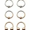 Brand new 🔥 Multi-Pack Rose Goldtone and Silvertone Captive Rings and Horseshoe Rings 6 Pack - 16 Gauge 🌟 -Playboy Shop 03927068 a