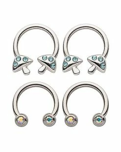 Deals 🔔 Multi-Pack CZ Silvertone Horseshoe Rings 4 Pack - 16 Gauge 🥰