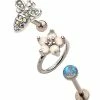 Discount 🧨 Multi-Pack CZ and Opal-Effect Bee and Flower Cartilage Barbells 3 Pack - 18 Gauge 😀 -Playboy Shop 03927084 g