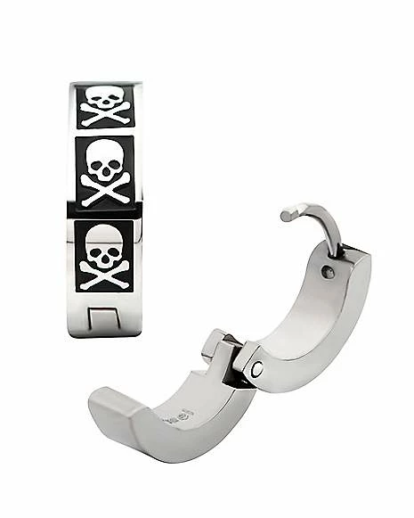Outlet β Skull and Bones Huggie Hoop Earrings - 20 Gauge π 3 Outlet β Skull and Bones Huggie Hoop Earrings - 20 Gauge π