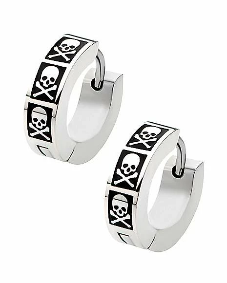 Outlet β Skull and Bones Huggie Hoop Earrings - 20 Gauge π 4 Outlet β Skull and Bones Huggie Hoop Earrings - 20 Gauge π - Image 2