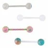 Outlet 🔔 Multi-Pack CZ Glitter and Oil Slick Barbells 4 Pack - 14 Gauge ⭐ -Playboy Shop 03929379 a