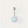Discount 😉 CZ and Blue Opal-Effect Flower Belly Ring - 14 Gauge ✔️ -Playboy Shop 03930328 a