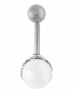 Top 10 🎁 Silverplated Titanium Pearl Banana Belly Ring - 14 Gauge 🌟