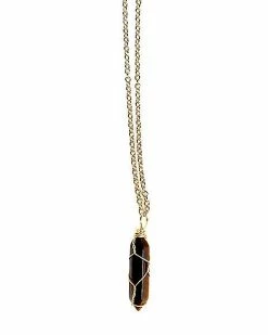 Best Pirce 👏 Tiger's Eye Semi-Precious Stone Necklace 🛒