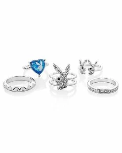 Wholesale π Multi-Pack CZ Playboy Bunny Rings - 5 Pack π