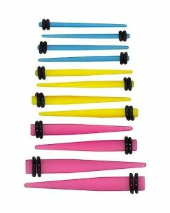 Outlet 😉 Matte Acrylic Colored Ear Taper Set – 14 Gauge - 4 Gauge 🔔