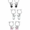 New 🔔 Multi-Pack Black White and Pink Playboy Bunny Hoop Dangle Earrings - 3 Pair ⭐ -Playboy Shop 03932589 a