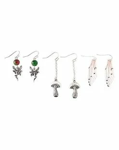 Discount 😉 Multi-Pack Fairy Mushroom and Butterfly Wing Earrings - 3 Pair ✨