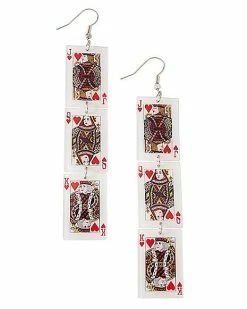 Outlet ❤️ Jack Queen and King of Hearts Cards Dangle Earrings 🥰
