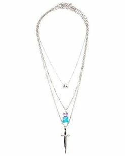 Coupon ❤️ 3 Row Dagger and Gummy Bear Chain Necklace ⌛ -Playboy Shop 03932902 b