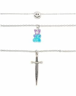 Coupon ❤️ 3 Row Dagger and Gummy Bear Chain Necklace ⌛ -Playboy Shop 03932902 c